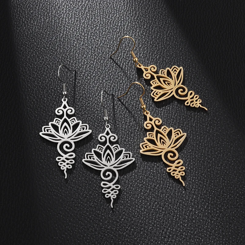 

Women's Classic Retro Stainless Steel Hollow Lotus Flower Earrings Simple Temperament Casual Party Jewelry Gifts
