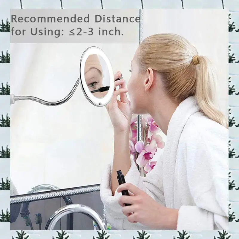Белое зеркало ABLG, вращение на 360 градусов, светодиодное 10X с прочной присоской, портативное беспроводное дорожное домашнее зеркало