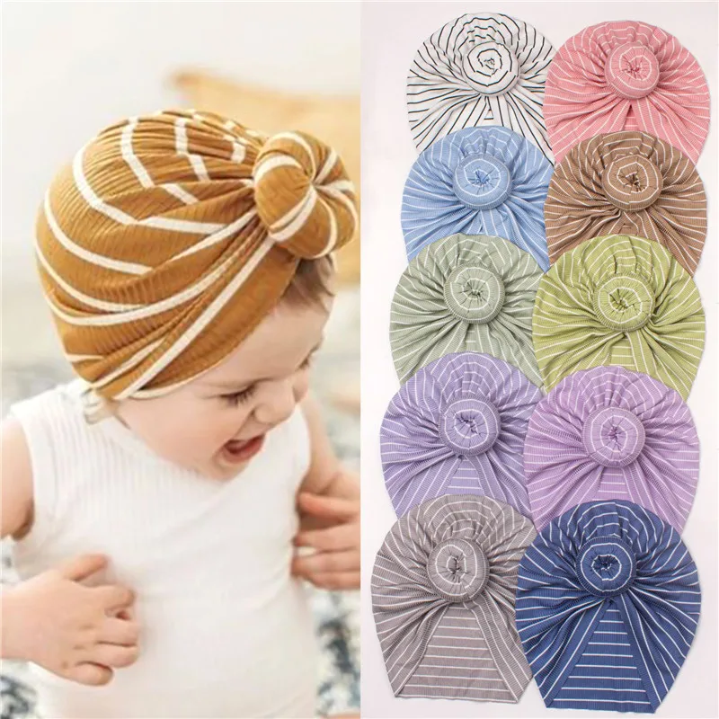 

1pc Baby Girls Donut Hat Striped Pink Beanies for Newborn Infant Hospital Hats Snail Pattern Child Cap Turban Infant Cotton Cap