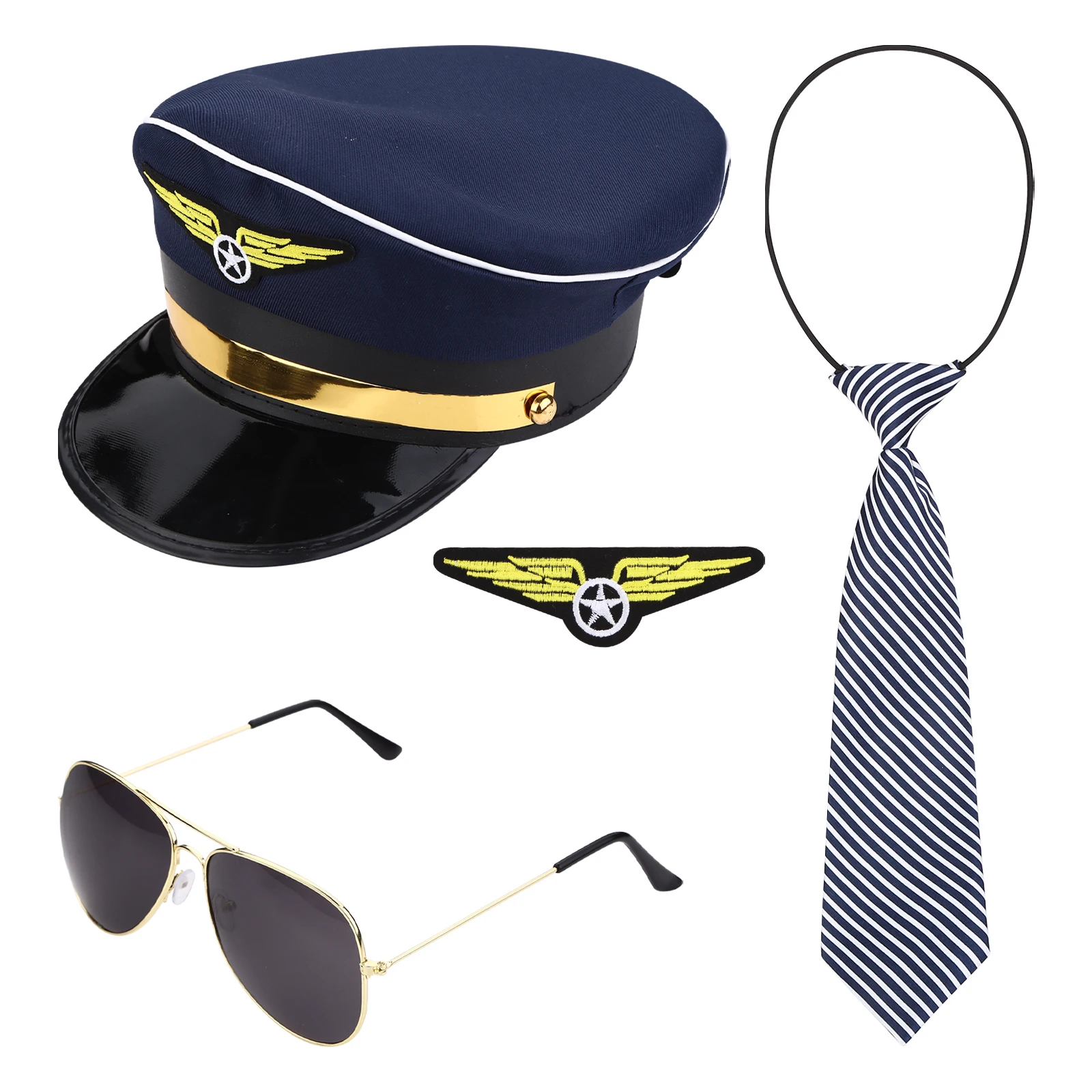 Children Policeman Cosplay Costumes Accessories Military Police Hats Sunglasses Tie Badge for Kids Halloween Carnival Party Prop