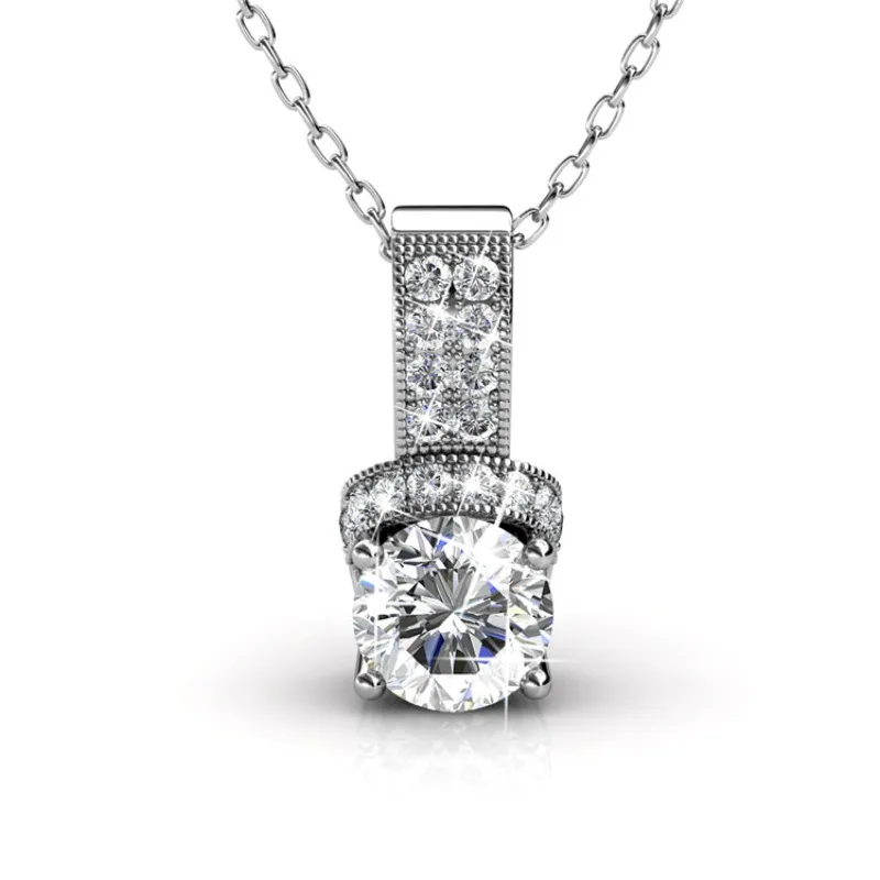 Фото Daisini из стерлингового серебра 925 пробы с геометрическим дизайном, ожерелье, ювелирные изделия с кристаллами Сваровски для женщин, настоящее золото 18 карат №1