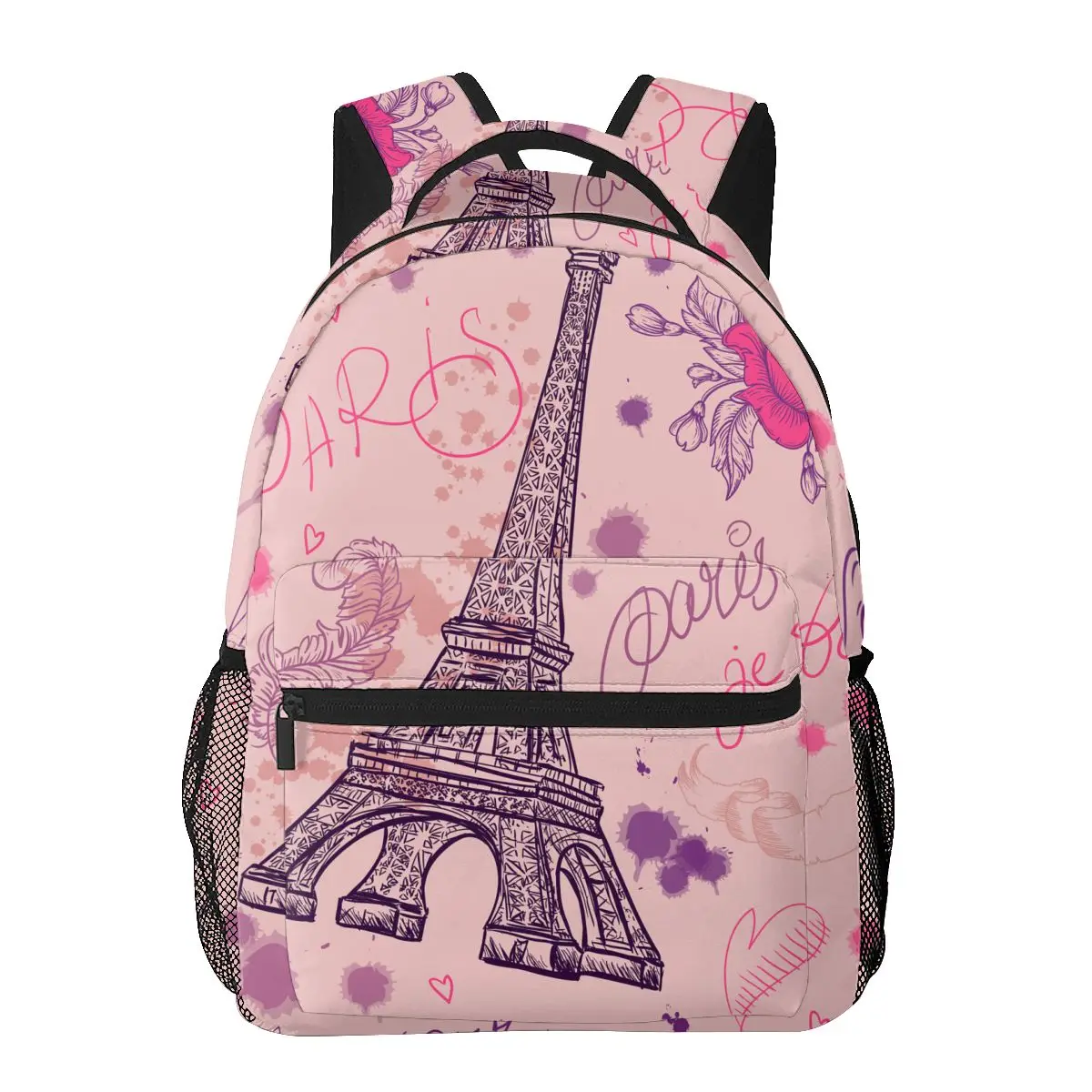 

Men Woman Backpack Retro Hand Drawn Paris Eiffel Tower Schoolbag for Female Male 2022 Fashion Bag Student Bookpack