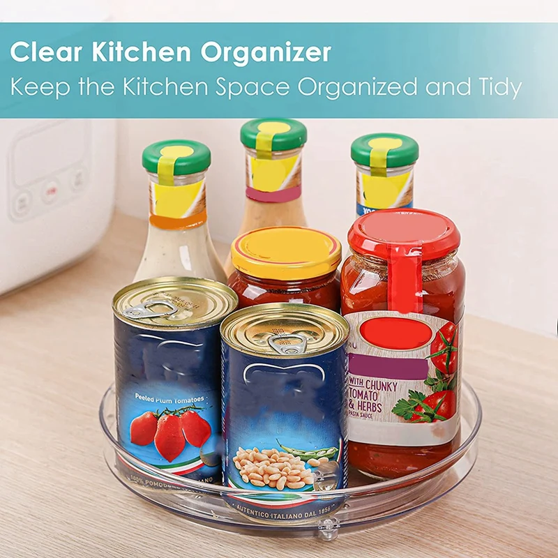 

Clear Lazy Susan Organizer, 2 Pack Turntable Lazy Susan Spice Rack For Cabinets Kitchen, Countertop, Bathroom, Makeup