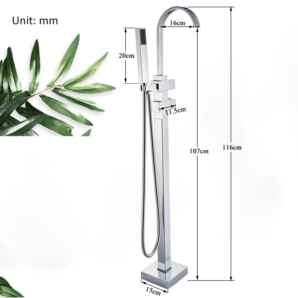 

Chrome Thermostatic Bathtub Faucet Floor Stand Faucet Single Handle Mixer Tap Bathroom Shower Faucet