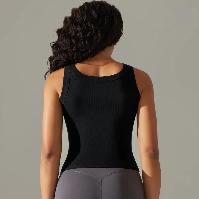 Женская майка с круглым вырезом Бесшовная Трикотажная жилетка высокоэластичная