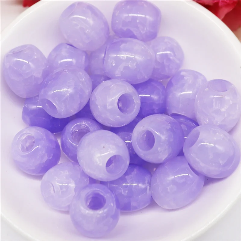 

10Pcs Ice Cracked Flower Art Resin Muranos Charms Assorted European Craft Beads Large Hole Spacer Beads for Bracelet Necklaces