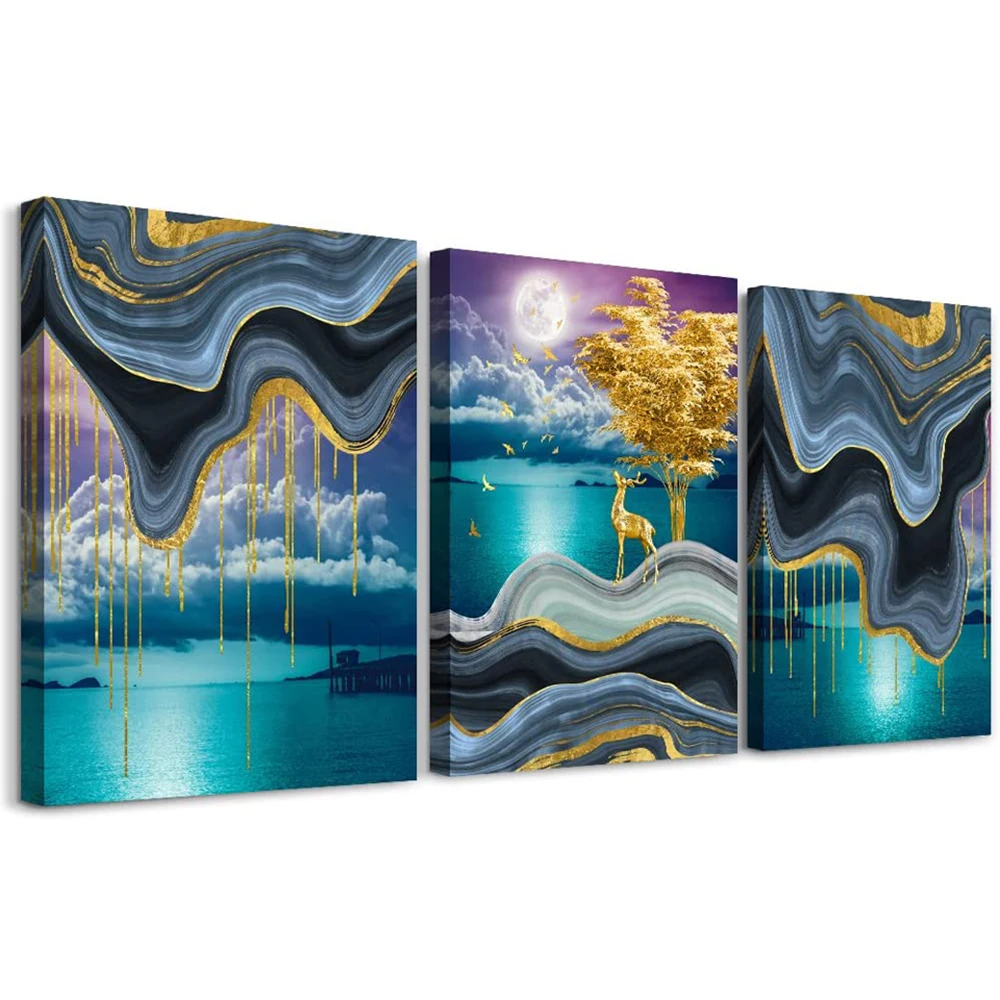 

5D Diy Diamond Painting 3 Pieces Modern Abstract Pictures Bathroom Embroidery Kitchen Green Bedroom Wall DecorZP-4982