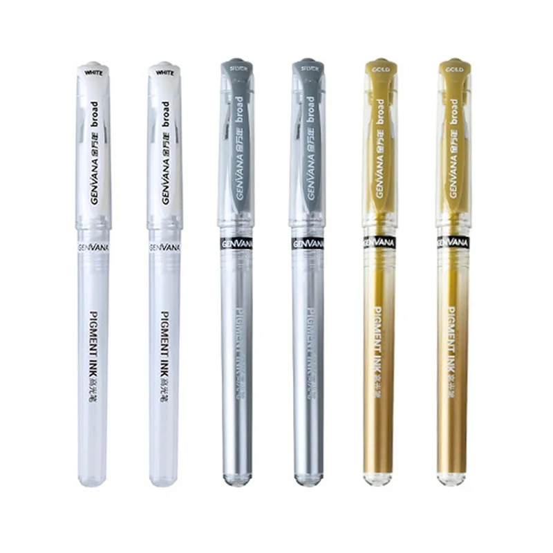 3/6Pcs White Ink 1.0MM Gel Pen Permanent Graffiti Metalic Paint Marker Pens Gold Silver White Pen Writting Drawing Art Supplies images - 6