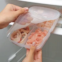 4 grids transparent frozen meat compartment box refrigerator food preparation storage box meat dishes sub pack crisper