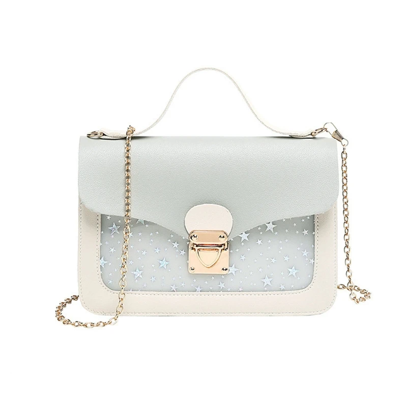 

Красивая Наплечная Сумка с принтом звезд, кожаная сумка на цепочке, сумка через плечо, универсальная маленькая квадратная сумка для подарка на день рождения