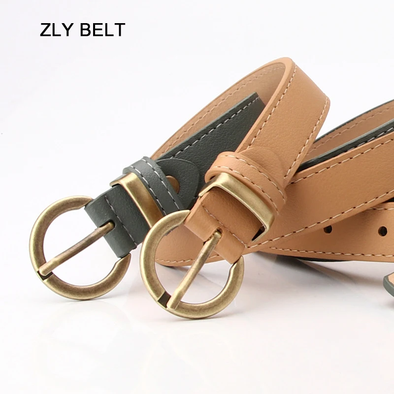 2022 New Fashion Belt Women Men Unisex PU Leather Material Alloy Metal Brass Texture Round Pin Buckle Luxury Casual Jeans Style