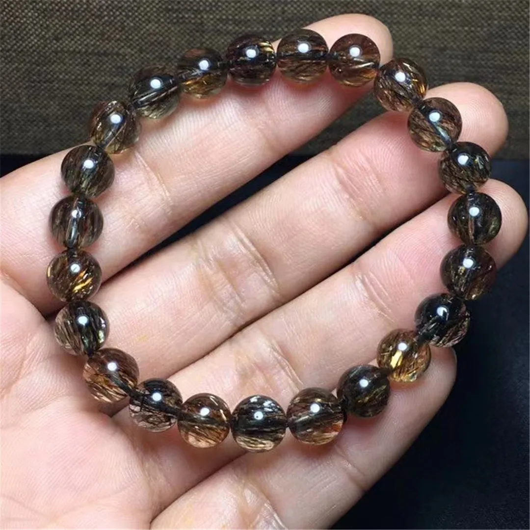 

8mm Natural Super Seven Melody Rutilated Quartz Bracelet Jewelry For Women Lady Men Wealth Gift Beads Rare Crystal Strands AAAAA