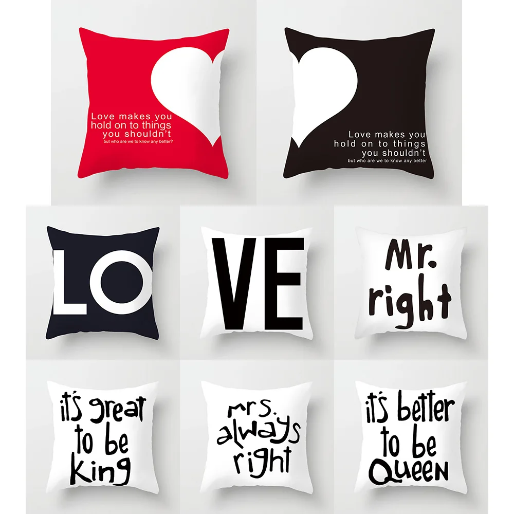 

Valentine's Day Love Series Pillow Case Polyester Cotton 45*45cm Children's Room Decorative Cushion Cover Home Decor Pillowcases