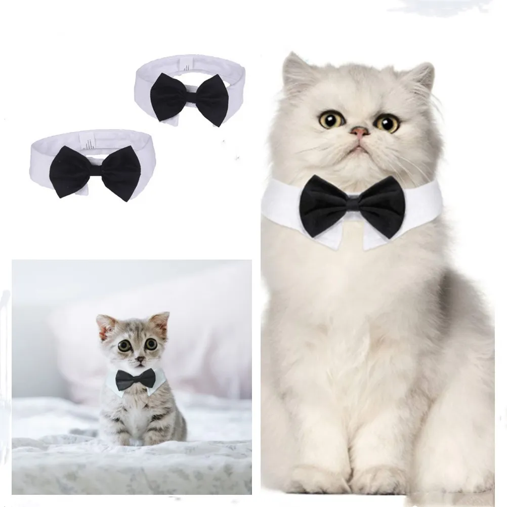 

Cat Tuxedo Collar Black Dog Bow Tie Adjustable ,Puppy Bow Tie Tux Collar for Small Pets Weddings Birthday Party Grooming