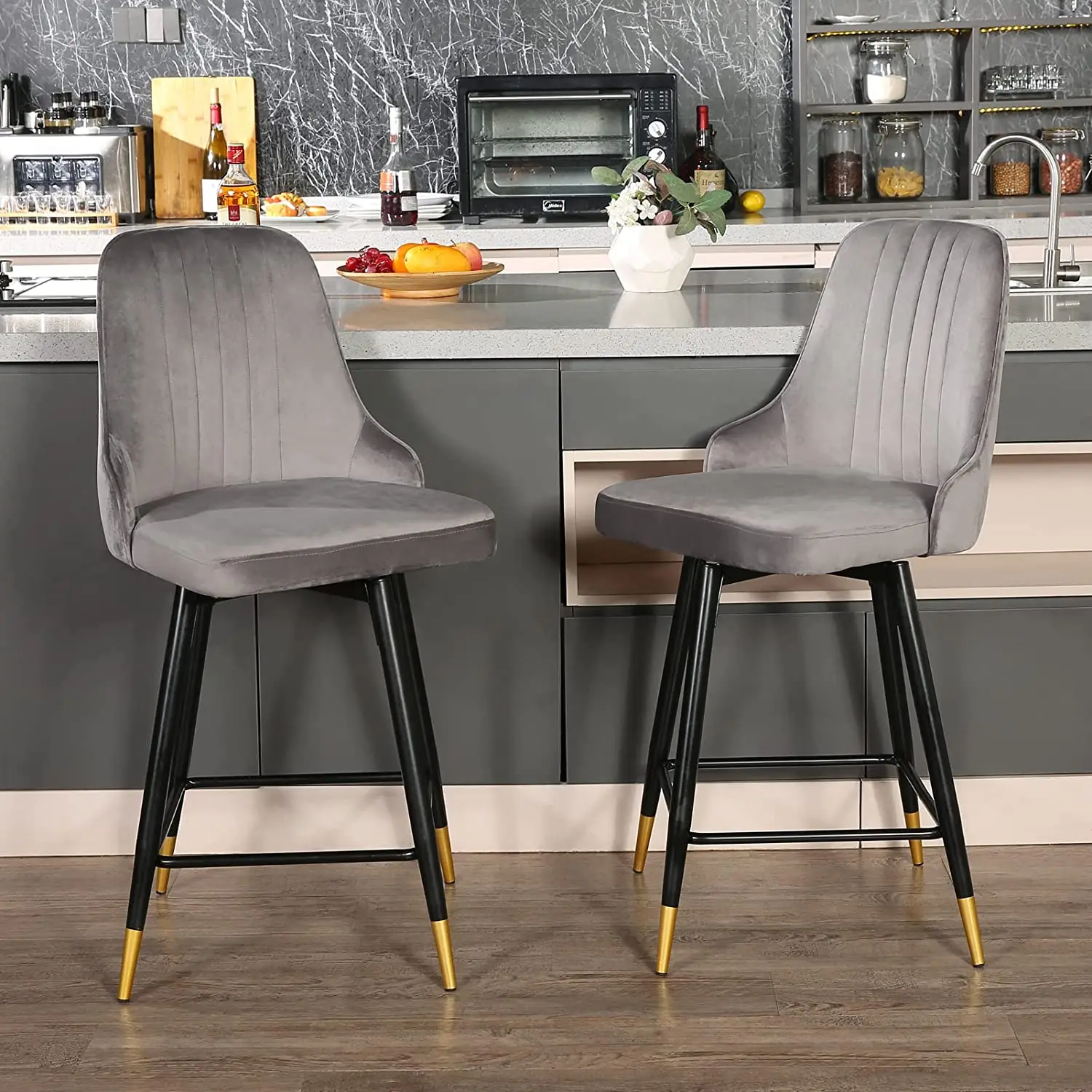 

2PCS/Lot USA In Stock Swivel Bar Stools with High Back and Footrest Bar for Home Bars Coffee Bar Kitchen Counter Kitche