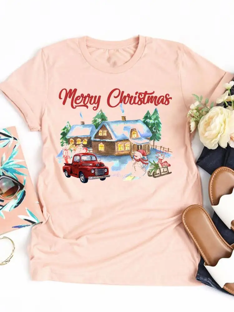 

Happy New Year Graphic T-shirt Top Print T Shirt Letter Sweet Lovely Merry Christmas Women Clothing Clothes Fashion Basic Tee