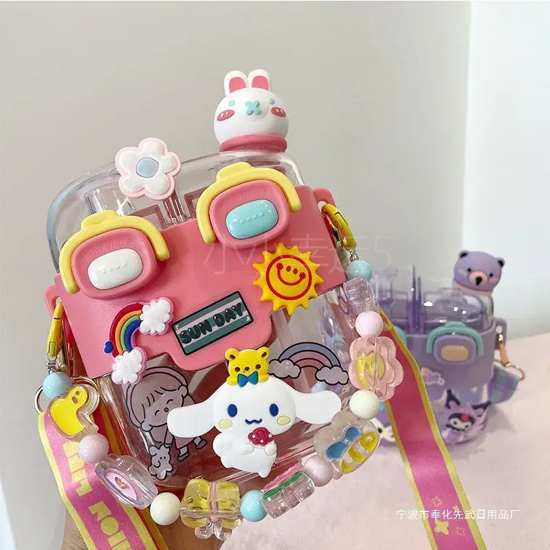 

Кавайная Sanrio Cinnamoroll Pachacco Kuromi Милая мультяшная аниме девочка высокое значение двойная чашка для питья чашка соломка детская бутылка для воды