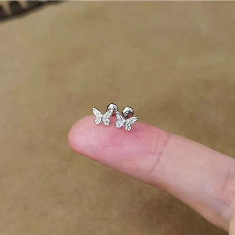 Мини-серьги-гвоздики с маленькими бабочками для женщин и девочек, милые серебряные цветные крошечные металлические серьги-гвоздики, милые модные ювелирные изделия, подарок