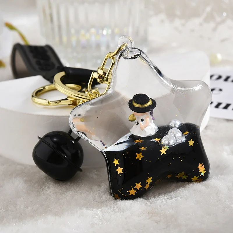 Мультяшный черный чай с молоком милая девушка плавающий жидкий брелок для сумки