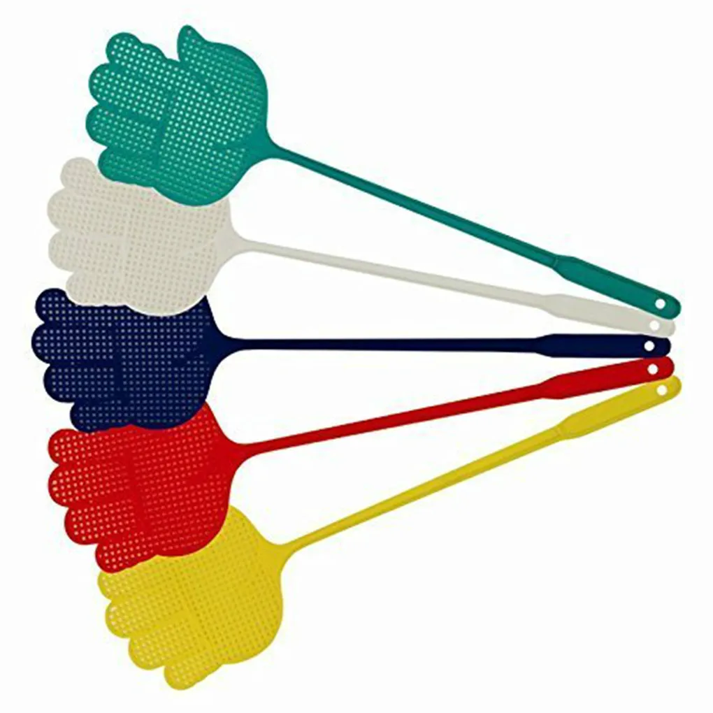 

5 Pieces Flyswatter Plastic Light-weight Household Accessories Handy Convenience Hand-shaped Swatter Home Supplies