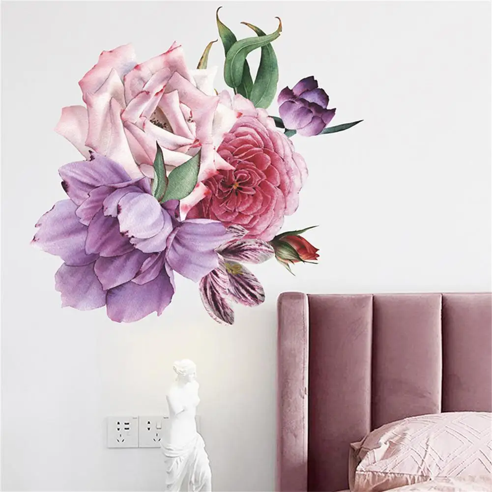 

【 New Arrivals 】Peony Flower Wall Stickers Wall Decals Romantic Flowers Home Decor For Bedroom Living Room Entrance