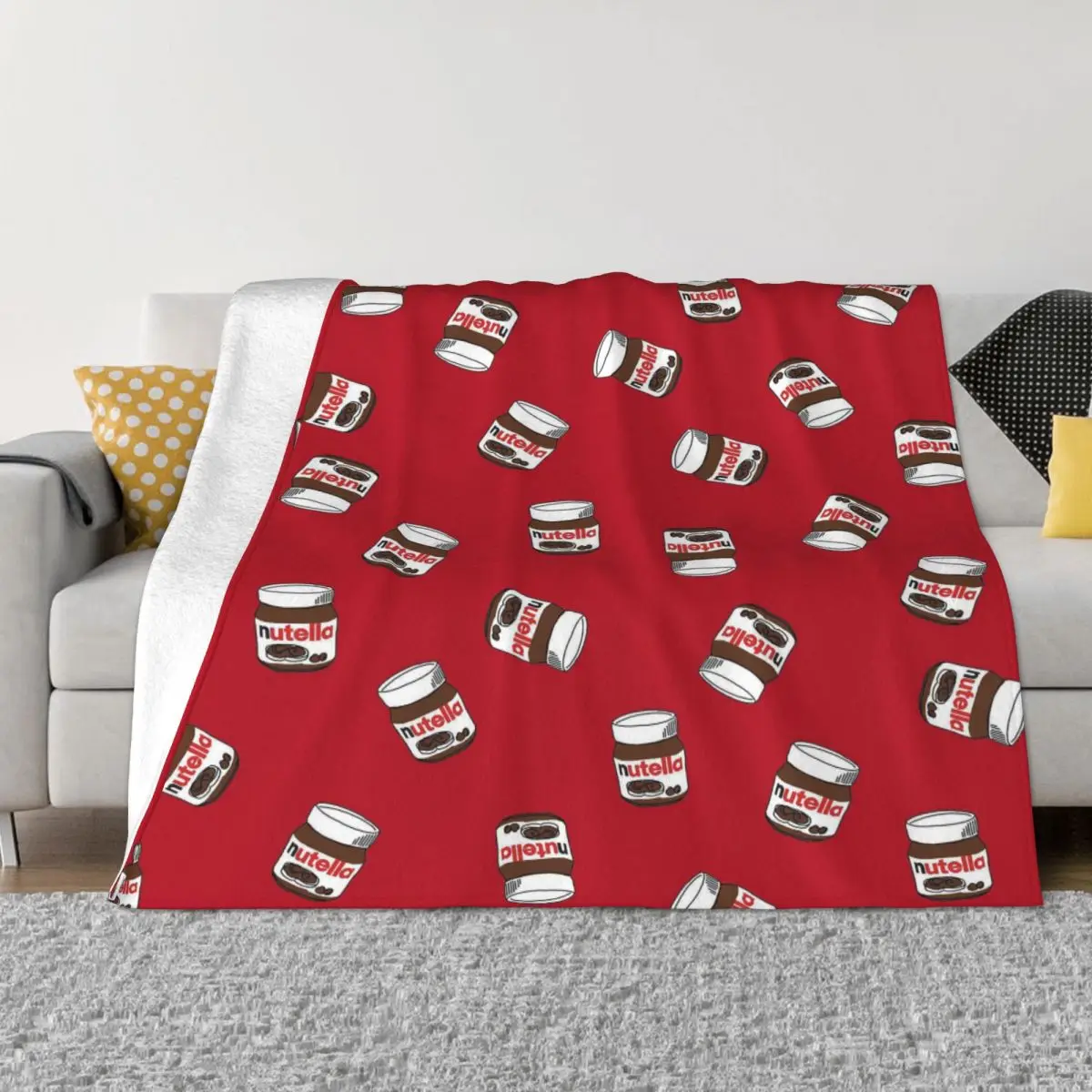 

Foods Cartoon Nutella Blankets Fleece All Season Sweet Candy Choloate Ultra-Soft Throw Blanket for Bedding Outdoor Bedspread