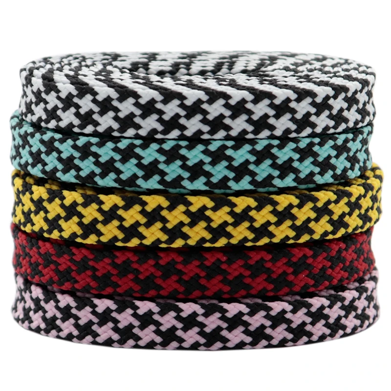 Coolstring 7MM Durable Officialacets Charmed Pro Laces Regular Grid Easy Wear Cordones Double Color Mixed Houndstooth Flatlaces