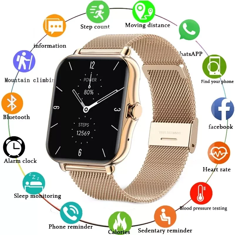 

Смарт-часы для мужчин и женщин, фитнес-трекер с поддержкой Bluetooth, ЭКГ + ППГ, сенсорный экран 1,69 дюйма, водонепроницаемые Смарт-часы