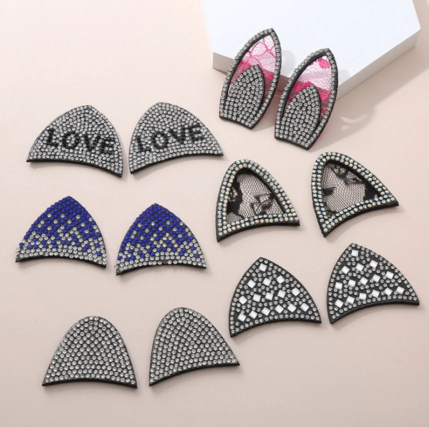 10 пар нашивок со стразами в форме ушей пришить DIY исправление мотив аппликация