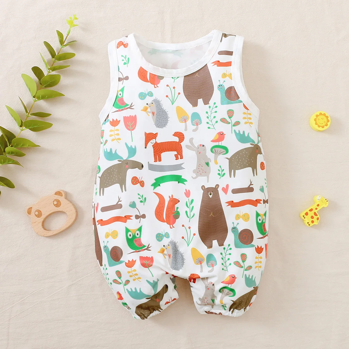 

hibobi Baby Boy Cute Animal Print Bodysuit