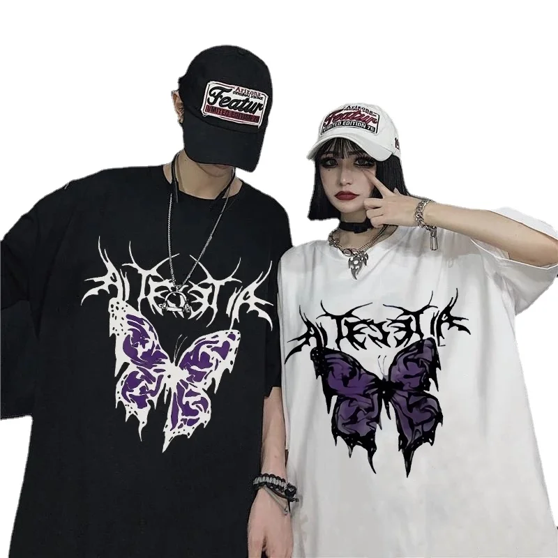 

Harajuku Oversized T-Shirt Women Aesthetic Unisex Short-sleeved T-shirts Streetwear Vintage Shirt Clothes Punk Butterfly T Shirt