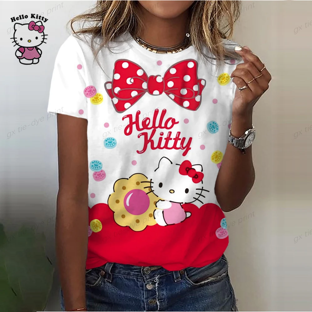 

Футболка женская с коротким рукавом и графическим принтом «Hello Kitty»