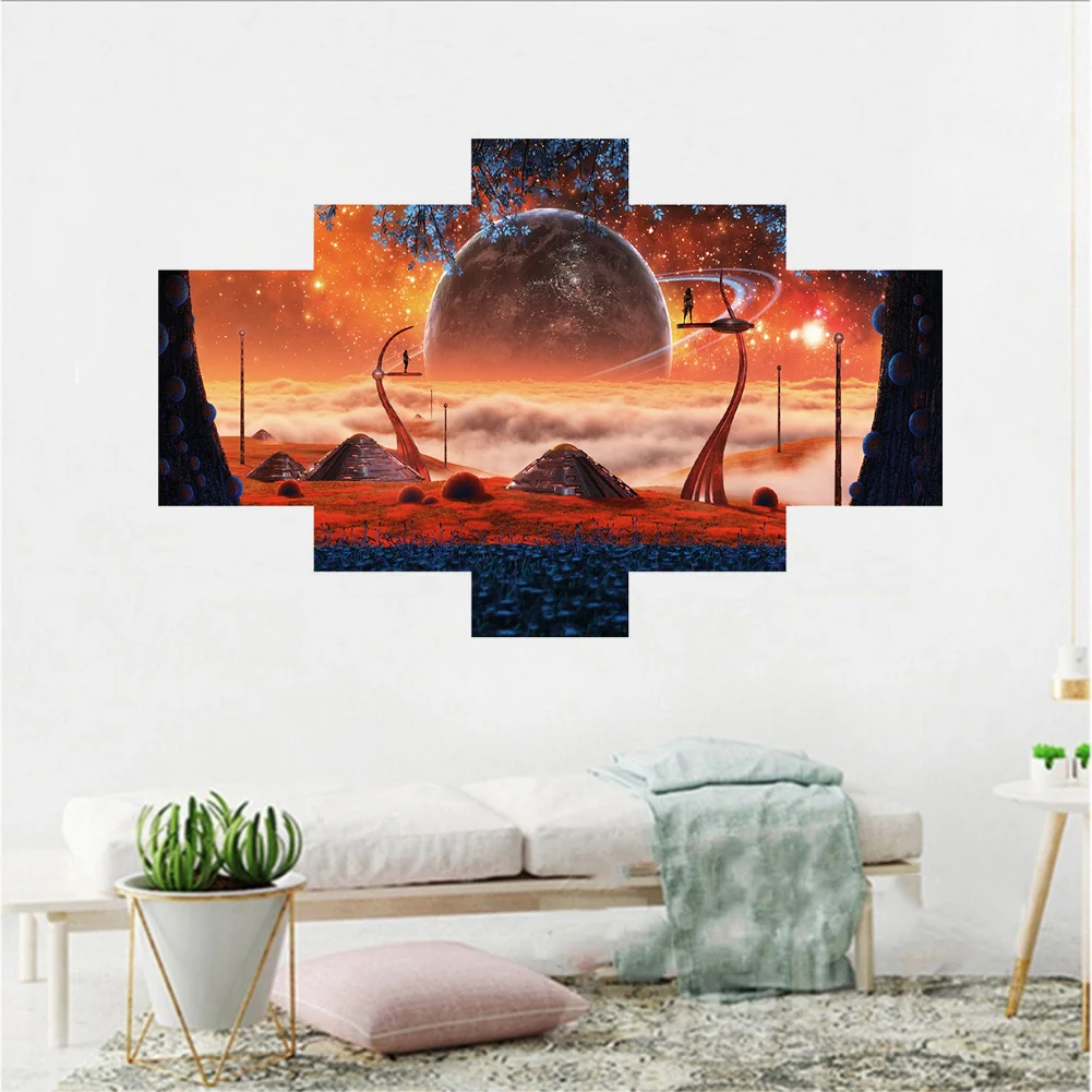 

5pcs/set 5d Diamond Embroidery Galaxy Scenics 3d Diamond Painting Cross Stitch Planets Mosaic Square Rhinestone Decor Triptych