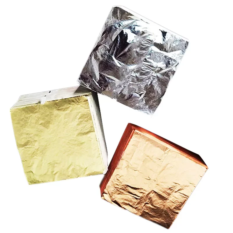 

100pcs Practical Foil Papers Gild Imitation Gold Sliver Copper DIY Craft Decor Leaf Leaves Sheets Design Paper Art Craft 14x14cm