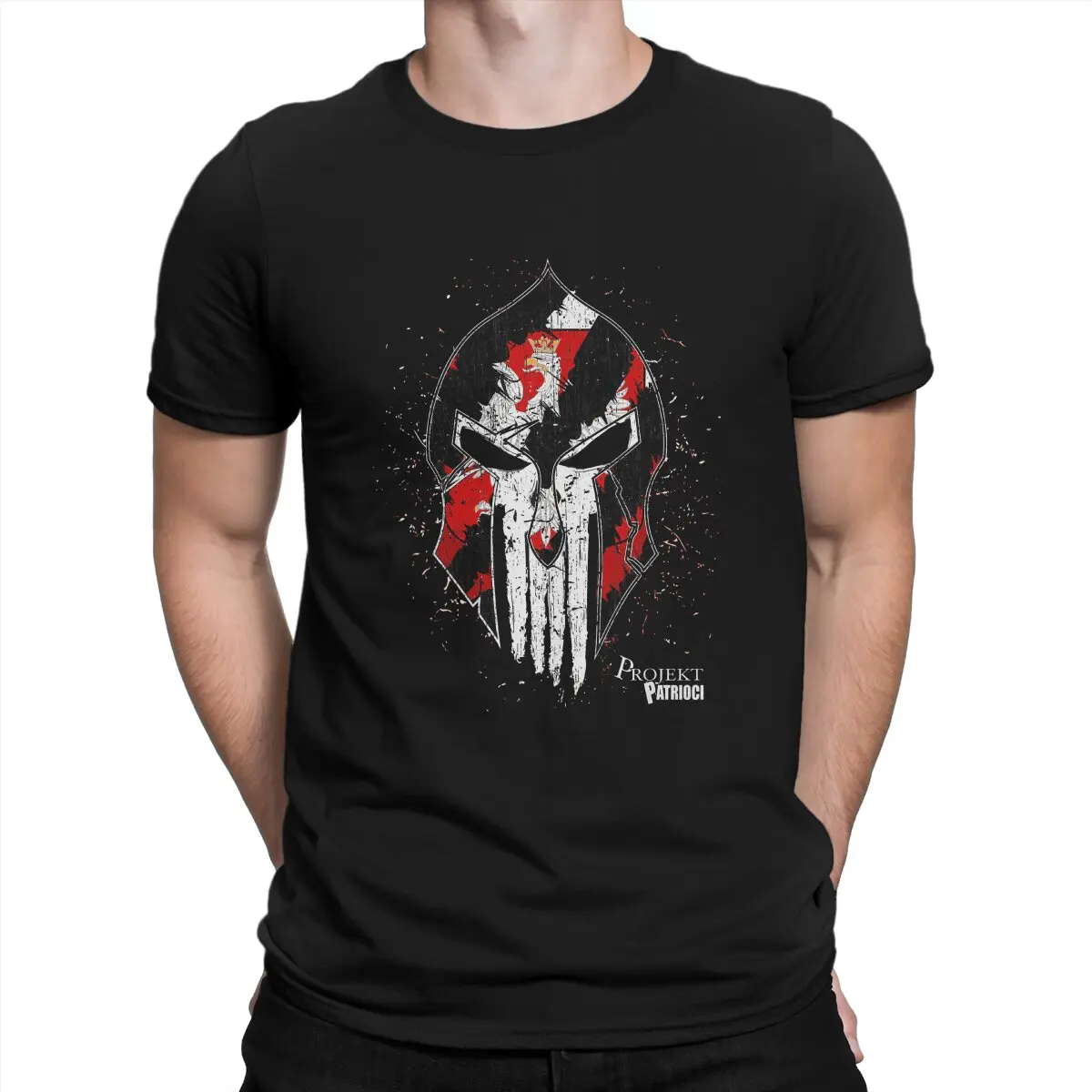 Polish Warrior Vintage Helmet Men's T Shirts Winged Hussar Cool Tee Shirt Short Sleeve Round Collar T-Shirt 100% Cotton Gift