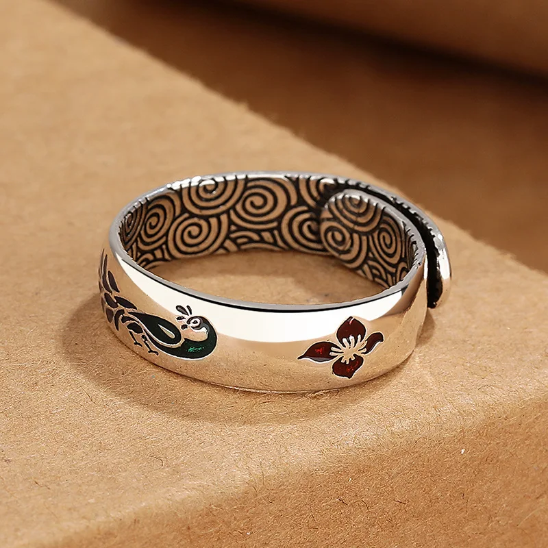 Мужское Винтажное кольцо с эмалью в этническом стиле