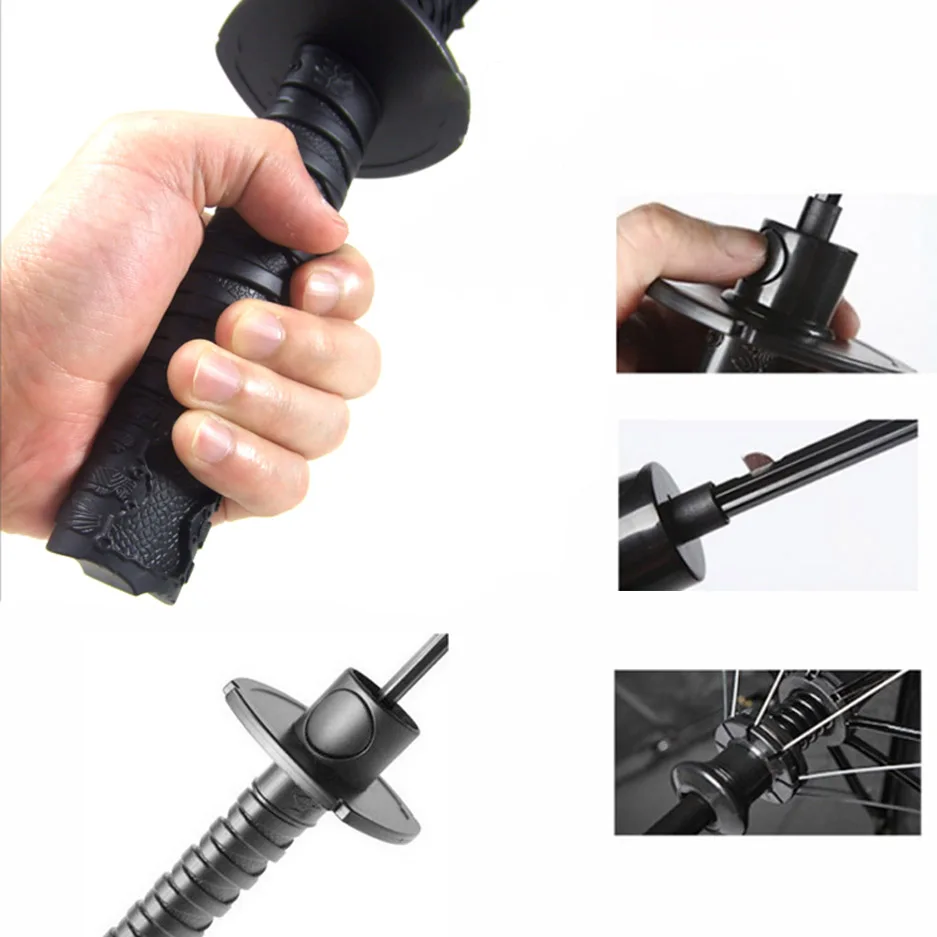 Creative Japanese Samurai Ninja-like Sword Dagger Shape Umbrella Long-handle Black Rain Sun Folding knife Umbrellas |