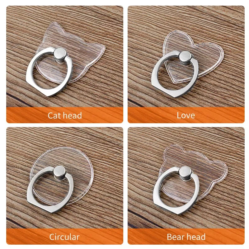 

New Fashion for iphone XS MAX 8 Stent Mobile Phone Holder Stand Finger Ring For cute Cell Smart Phone Transparent holder