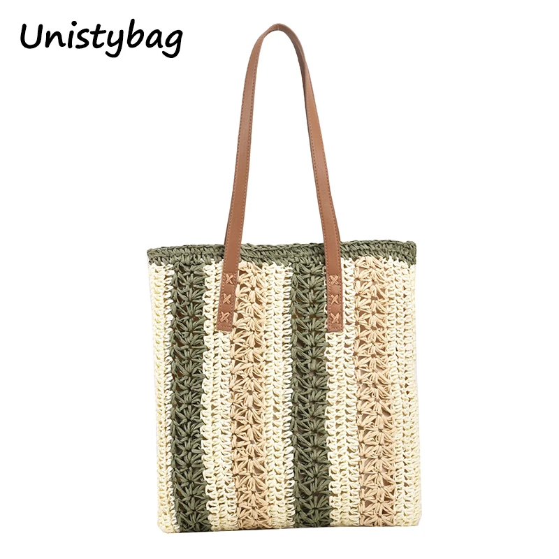 

Сумка-тоут Unistybag Женская плетеная, соломенный саквояж на плечо большой вместимости, пляжная сумочка в стиле ретро, лето