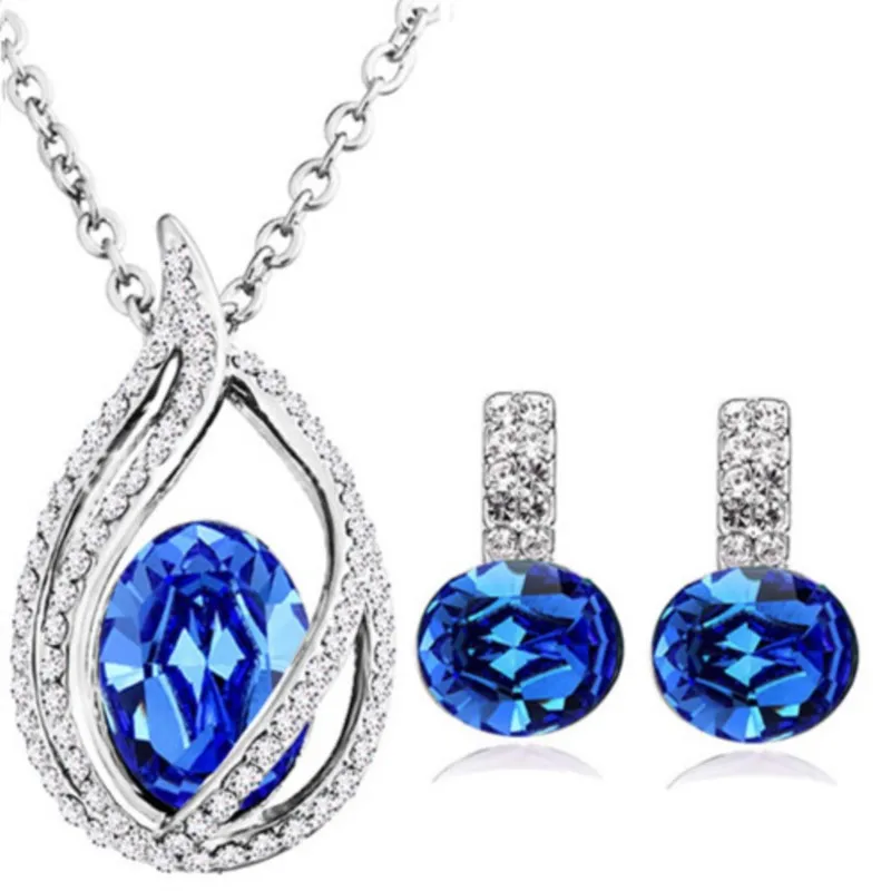 Комплект из колье и серёг с австрийским кристаллом | Украшения аксессуары