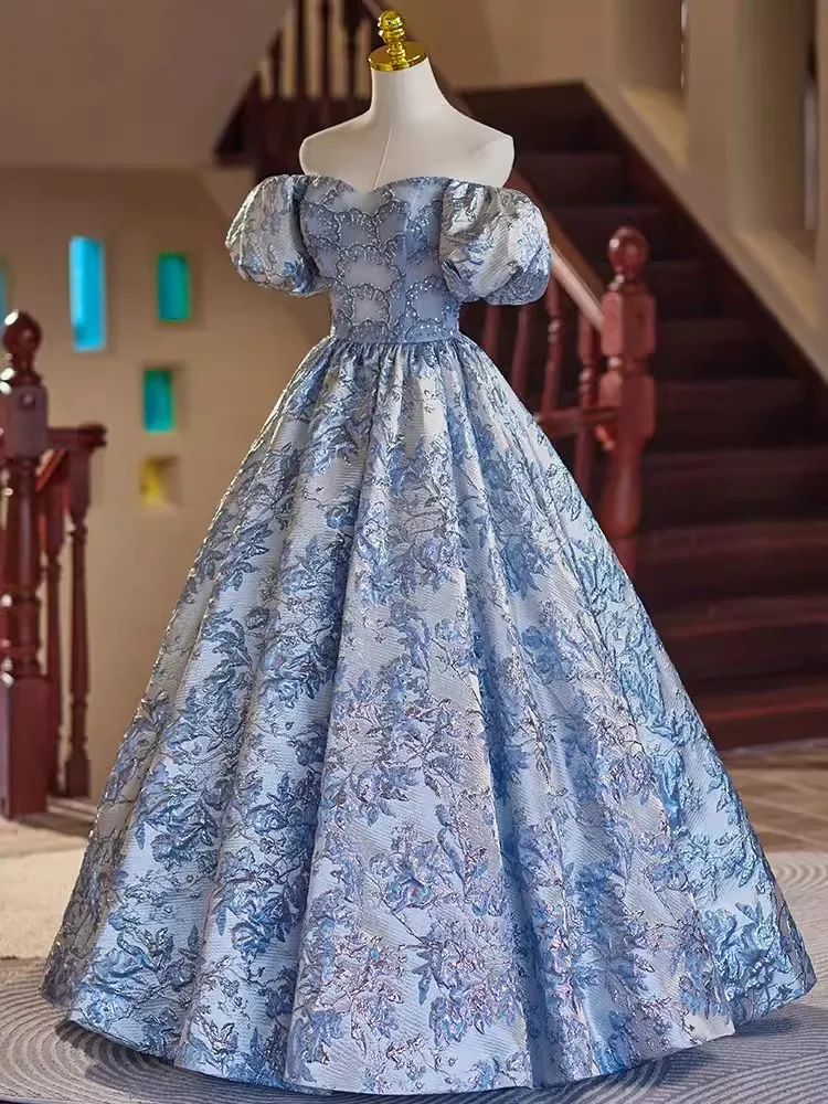 Женское винтажное платье с коротким рукавом пышное длинное для выпускного