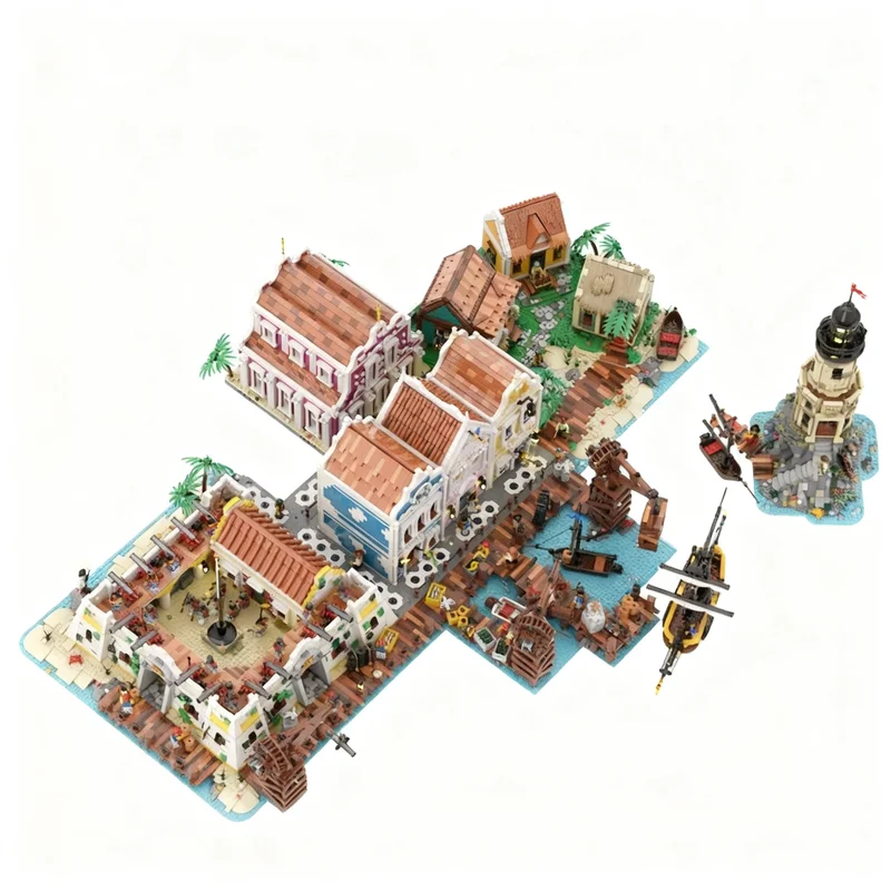 3292 детали MOC Замок Мартино - Модель пиратского замка в Бухте Моряка, строительные блоки, рождественские подарки, креативный набор для сборки, образовательный конструктор. (art.: 3920dcd33399c) - 3920dcd33399c