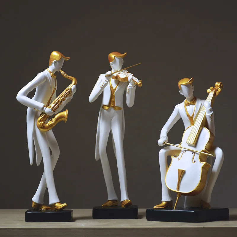 

European Resin Musician Music Band Statues Decoration Home Livingroom Bar Cafe Desktop People Sculpture Figurines Crafts Decor