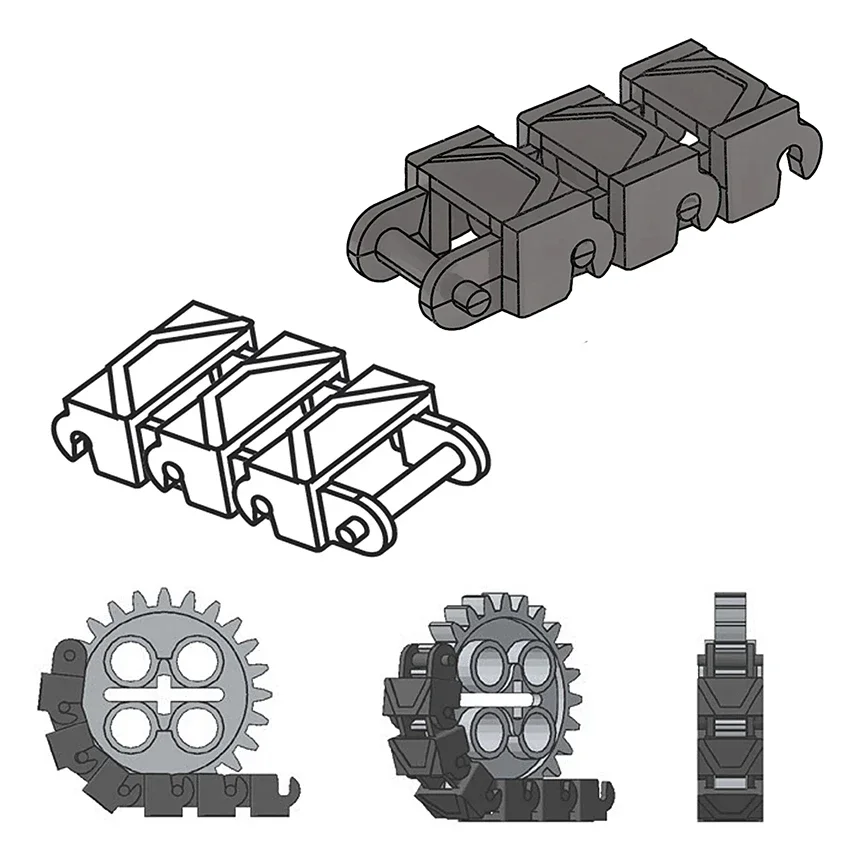 Creative Tank Chain Track Link Building Block Одиночный широкий 1 5 двойной кирпич 53992 88323 3873 3711