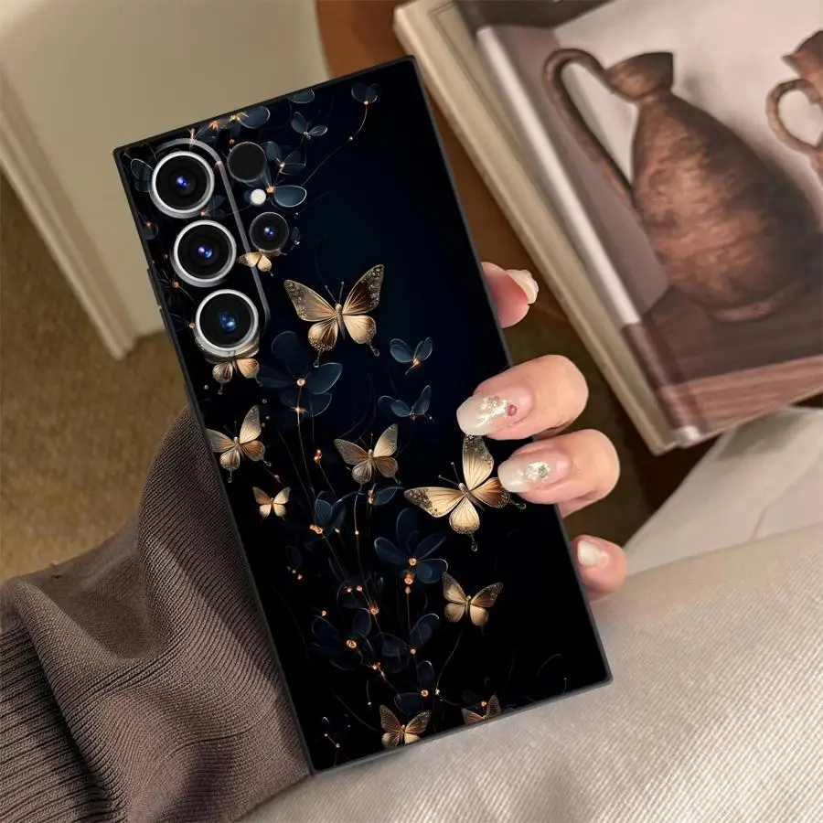 Фото Чехол для телефона Golden Butterfly Funda для Samsung Galaxy S26 Ultra S10 S9 Note 20 8 9 10 S20 Ultra S24 S21 FE S25 Plus S23 №1
