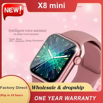 Original X8 Mini Smart Watch 1.71 inch 41mm Compass NFC Body Temperature BT Call Siri Altitude iwo Small W & O Smartwatch Women 1