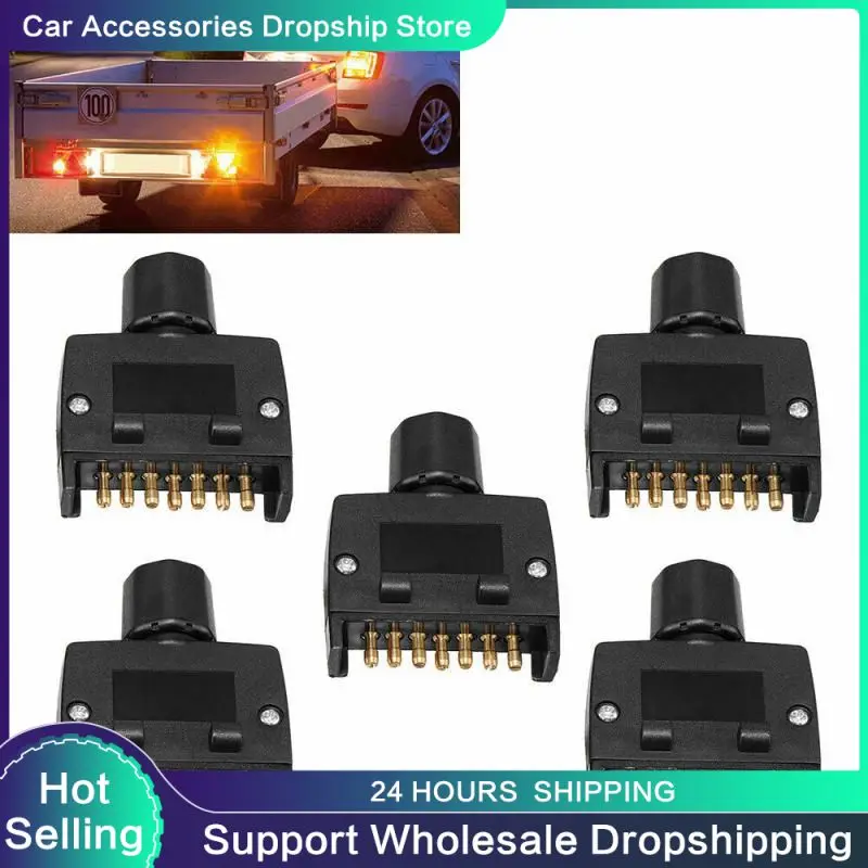 1pc Trailer Connector 7 Pin Flat Male Plug Adaptor Caravan Socket car accessories | Battery Cables & Connectors