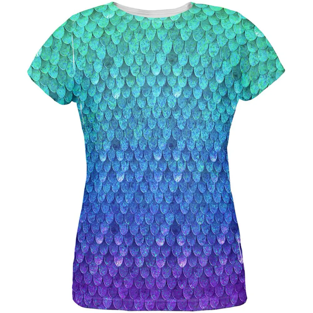 

Mermaid Scales Costume All Over Womens T Shirt Multi X-LG