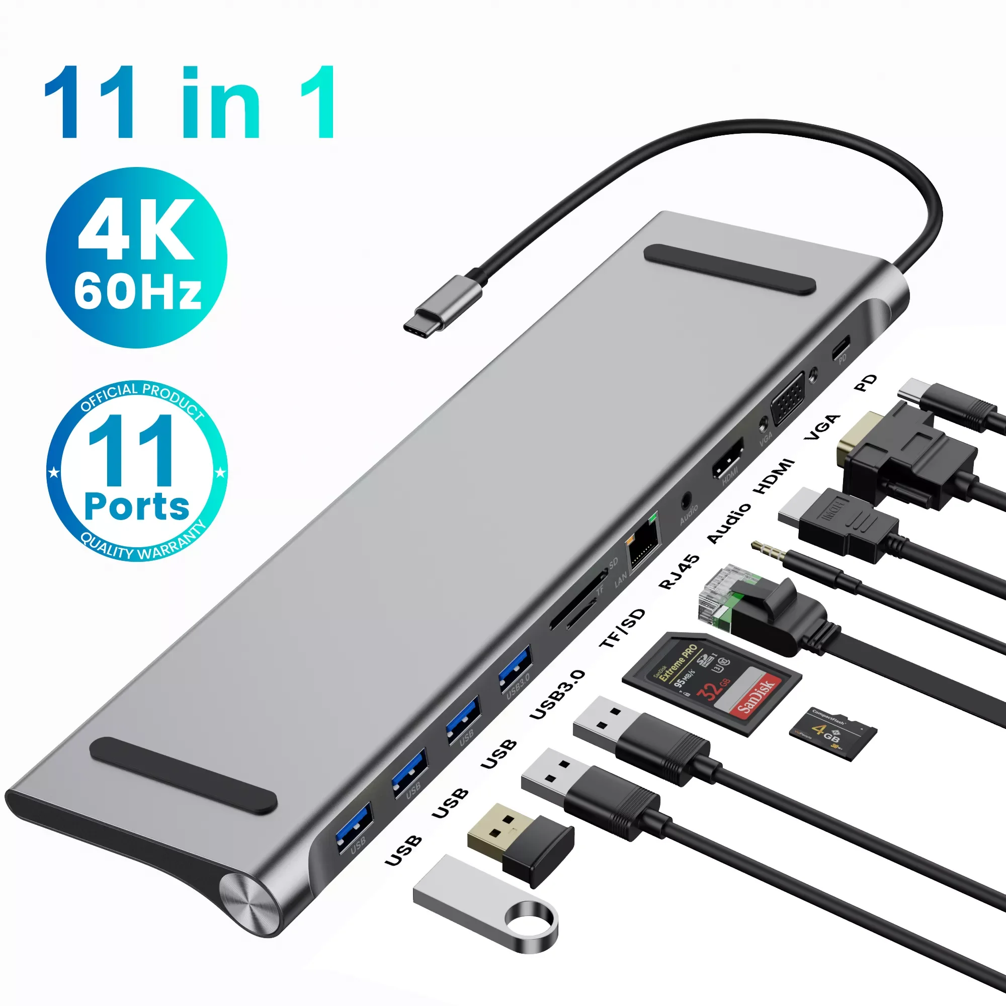 

NEW2023 Usb C Hub Type C Adapter To Multi Usbc 3.0 Splitter Otg Hdmi RJ45 Hub 3 0 Micro Sd Card Reader Dock Station For Macbook