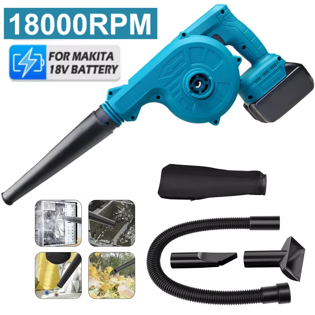 

NEW2023 Cordless Air Blower & Suction Portable Handheld Leaf Computer Dust Collector Cleaner 송풍기 Power Tool 18V Battery